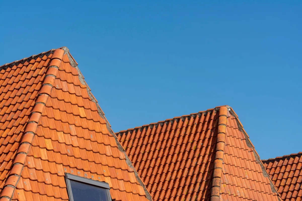 Clay barrel tile rooflines on homes in Bellingham, WA